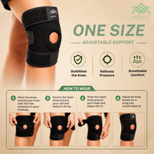 Knee Support for Men and Women, Open Patella Knee Brace with 3 Adjustable Straps, Compression Support for Sports, Running and Joint Stability