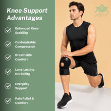 Knee Support for Men and Women, Open Patella Knee Brace with 3 Adjustable Straps, Compression Support for Sports, Running and Joint Stability