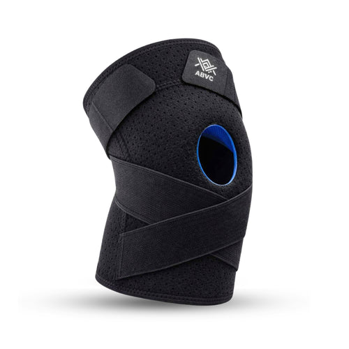 Knee Support for Men and Women, Adjustable Non-Slip Knee Brace with Side Stabilizers and Open Patella Gel Pad, Compression Knee Support for Running, Sports and Daily Activities