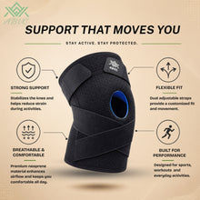 Knee Support for Men and Women, Adjustable Non-Slip Knee Brace with Side Stabilizers and Open Patella Gel Pad, Compression Knee Support for Running, Sports and Daily Activities