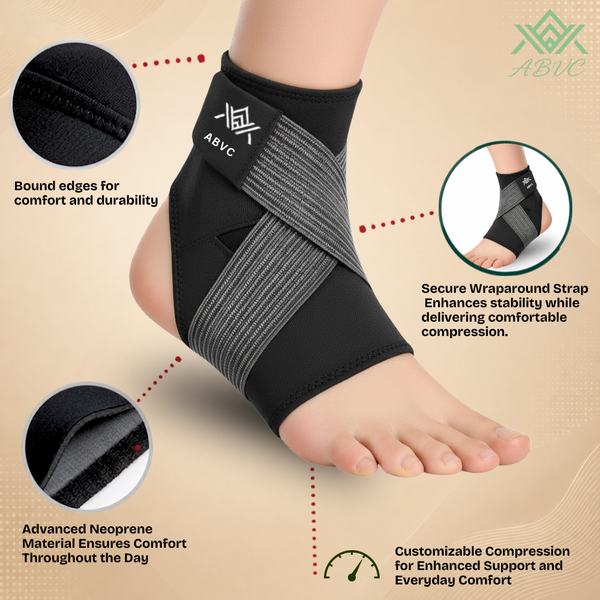 Ankle Support Brace for Men & Women, Adjustable Ankle Brace Wrap Strap with Compression Support for Sports, Exercise and Ankle Stability